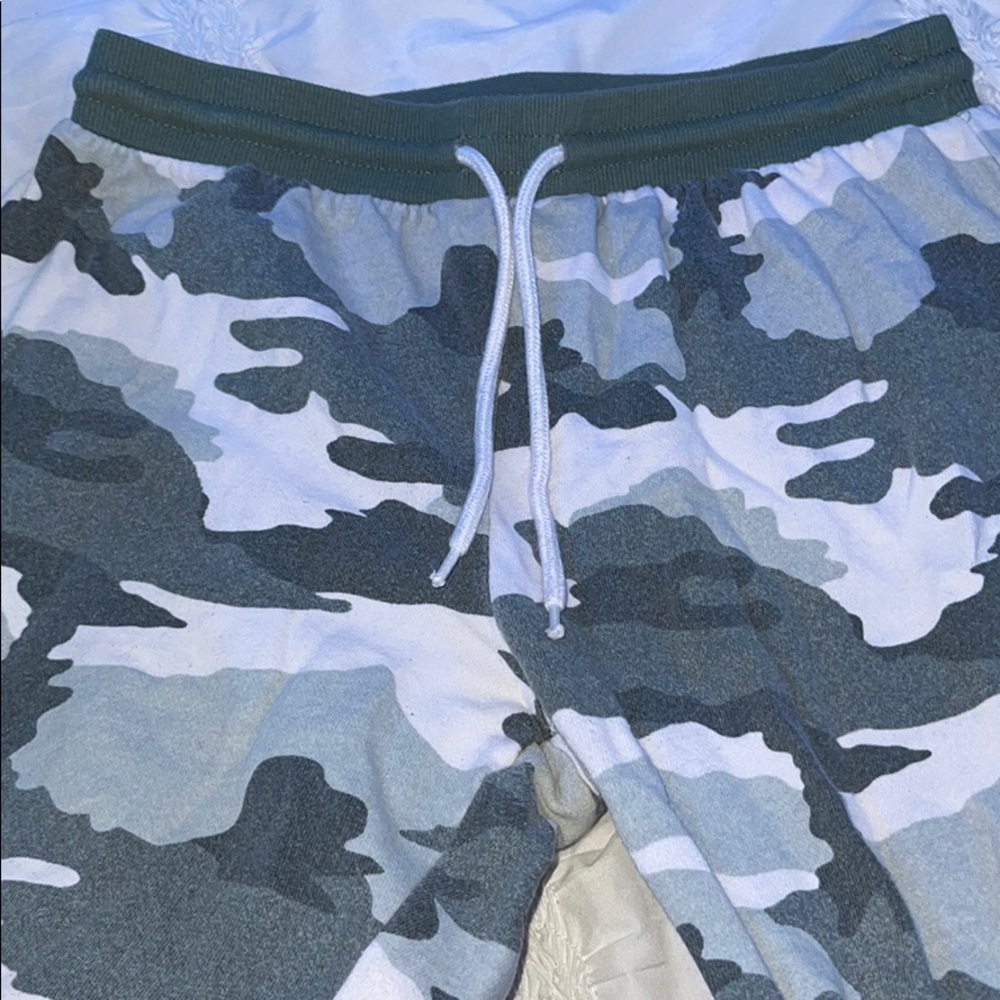 Grey and white camo joggers